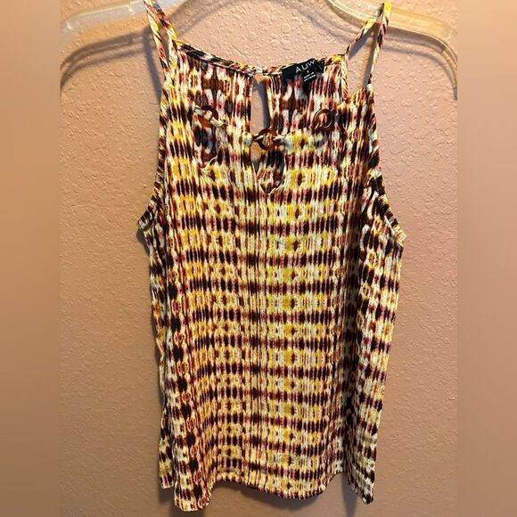 AUW brown and yellow print tank top - Picture 1 of 7
